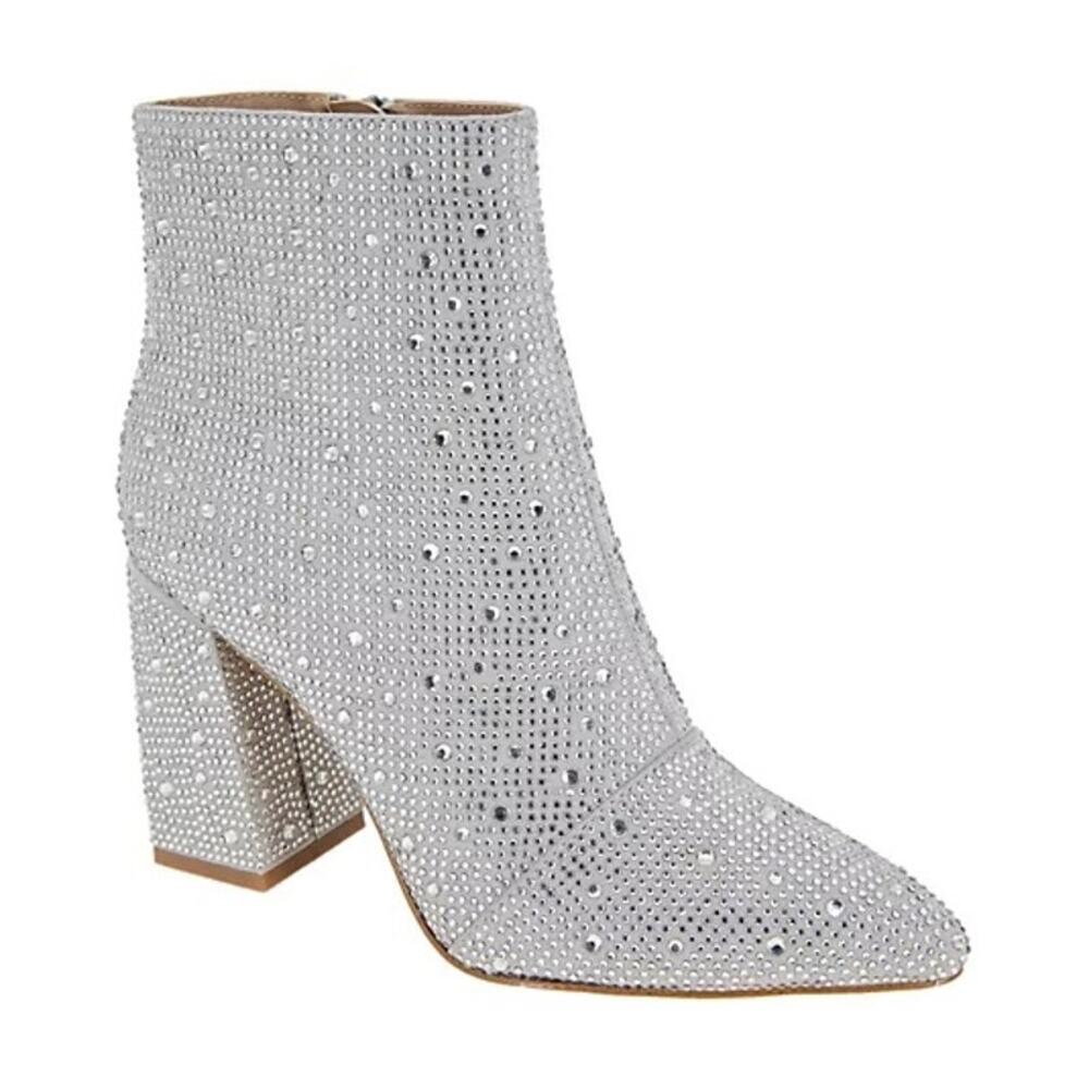 BCBGeneration Briel 2 Sparkle Silver Heeled Bootie Boots Size 5.5